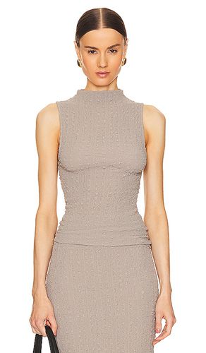 Puckered Sleeveless High Neck in Taupe. - size XS (also in L) - Enza Costa - Modalova