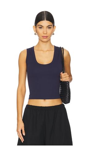 Supima Baby Cropped U Tank Top in Navy. - size S (also in M, L) - Enza Costa - Modalova