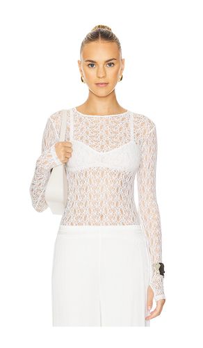 Lace Long Sleeve Crew in White. - size L (also in M, S, XL, XS) - Enza Costa - Modalova