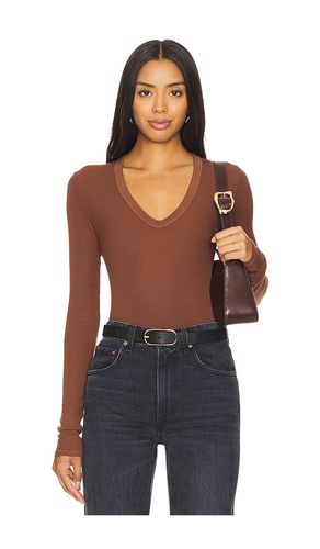 Rib Bold U-neck Long Sleeve in Brown. - size XL (also in L, XS) - Enza Costa - Modalova