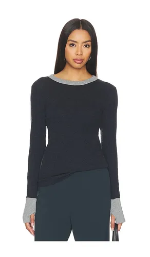 Cashmere Jersey Contrast Easy Cuffed Crew in . Size L. Also in M, S, XL, XS - Enza Costa - Modalova