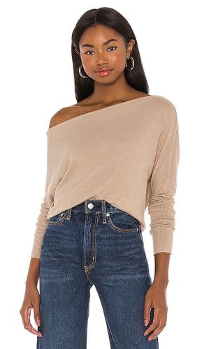 Cashmere cuffed off shoulder long sleeve top en color bronce talla L en - Tan. Talla L (también en M) - Enza Costa - Modalova