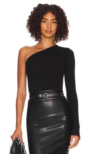 Silk knit angled one shoulder top en color talla L en - Black. Talla L (también en M) - Enza Costa - Modalova