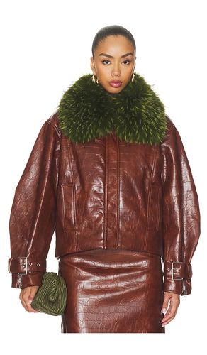 Kabuki Faux Leather Bomber in Cognac. - size L (also in S) - Essentiel Antwerp - Modalova