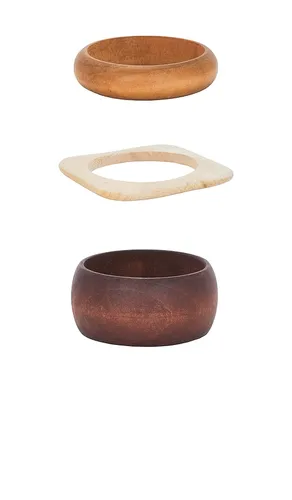Multi Colored Wooden Bangles Set Of 3 in - Epifene - Modalova