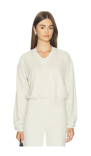 Cropped V-Neck Sweatshirt in Light Grey. - size L (also in M, XS) - Eterne - Modalova