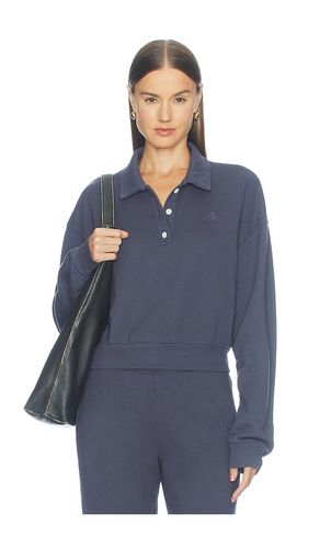 French Terry Cropped Polo Sweatshirt in Navy. - size M (also in S) - Eterne - Modalova