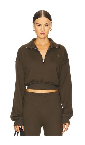 Cropped Half Zip Sweatshirt in Army. - size L (also in XL) - Eterne - Modalova