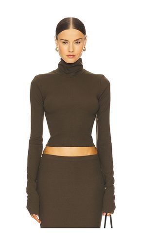 Cropped Fitted Turtleneck Top in Army. - size L (also in XL) - Eterne - Modalova