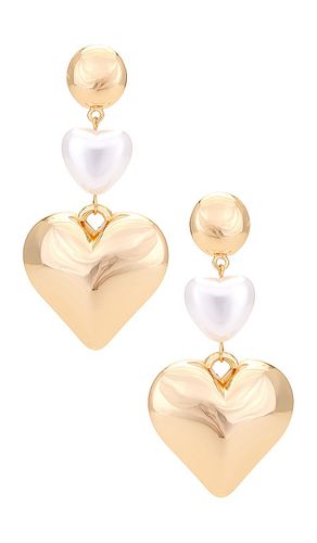 Heart Drop Earring in Metallic Gold - Ettika - Modalova