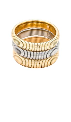 Flex Snake Chain Stretch Bracelet Set in Metallic Gold - Ettika - Modalova