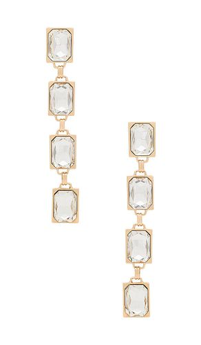 Crystal Rectangle Earrings in Metallic Gold - Ettika - Modalova