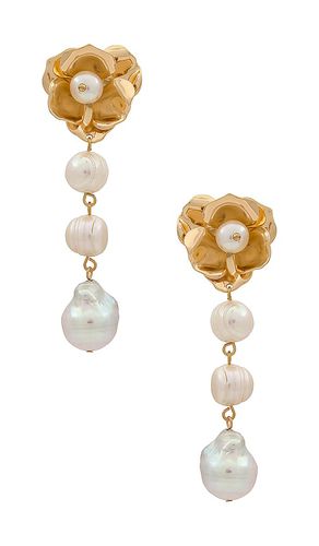 And Flower Earrings in Metallic Gold - Ettika - Modalova