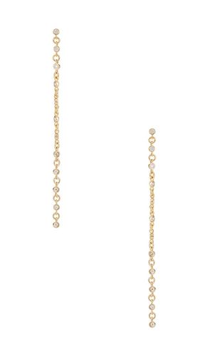 Dainty Linear Crystal Earrings in Metallic - Ettika - Modalova