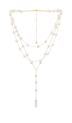 Coin Layered Lariat Necklace in Ivory - Ettika - Modalova