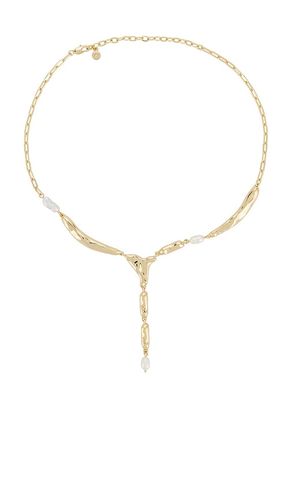 Liquid Melt And Pearl Lariat Necklace in Metallic - Ettika - Modalova