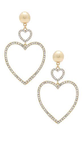 Two hearts drop earrings in color metallic gold size all in - Metallic Gold. Size all - Ettika - Modalova