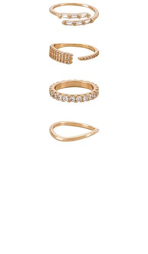 Crystal Embellished Ring Set in Metallic Gold. - size 5 (also in 6, 7, 8) - Ettika - Modalova