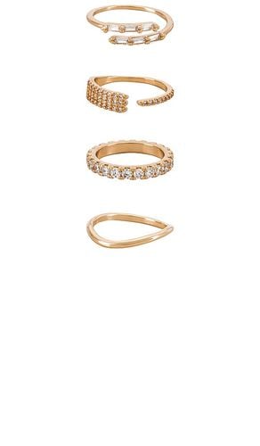 Crystal Embellished Ring Set in Metallic Gold. - size 5 (also in 8) - Ettika - Modalova