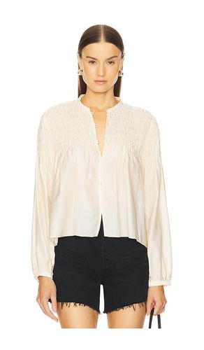Smocked Collarless Blouse in Ivory. - size L (also in M) - FRAME - Modalova