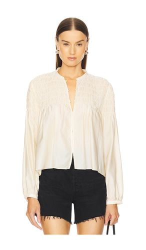 Smocked Collarless Blouse in Ivory. - size L (also in M, S, XL, XS) - FRAME - Modalova