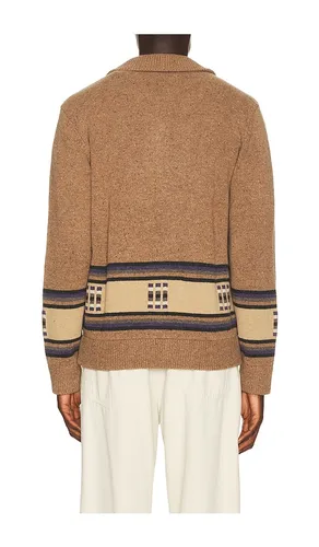 Blanket Stripe Zip Sweater in Brown. - size L (also in M, S, XL/1X) - Faherty - Modalova