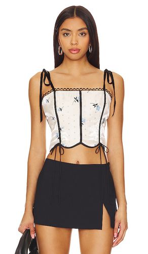 For Love & Lemons Sadie Corset Crop Top in White. Size XL