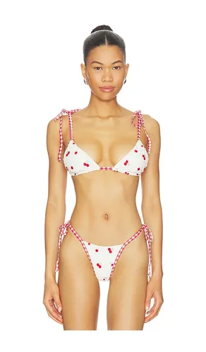 Beaded Cherries Bikini Top in ,Red. - size L (also in M, S, XS) - For Love & Lemons - Modalova