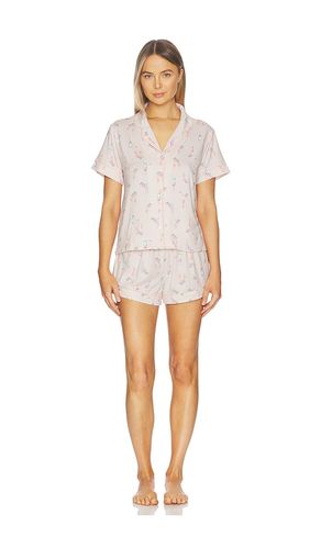 Printed Knit Notch And Short Set in Pink. - size S (also in XS) - Flora Nikrooz - Modalova
