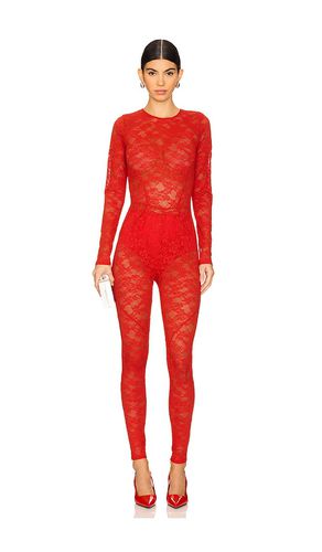 Le Stretch Lace Catsuit in Red. - size L (also in M, S, XS) - fleur du mal - Modalova