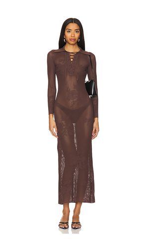 Lace Pointelle Maxi Dress in Brown. - size L (also in M, S) - fleur du mal - Modalova