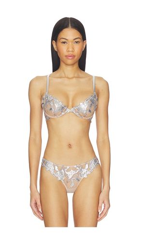 Foil Lily Embroidery Demi Bra in Metallic Silver. - size 32B (also in 32C, 32D, 34A, 34DD, 36B, 36C, 36DD) - fleur du mal - Modalova