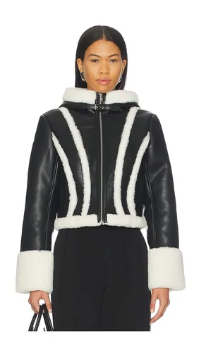 Leather & fur collar jacket in color size 0 (also in 2, 4) - fleur du mal - Modalova
