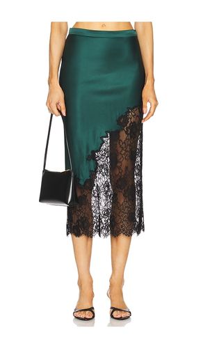 Silk And Lace Scallop Midi Skirt in Dark Green. - size L (also in M, S) - fleur du mal - Modalova