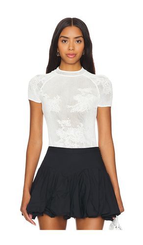 Lace Pointelle Short Sleeve Shirt in White. - size L (also in M, S, XS) - fleur du mal - Modalova