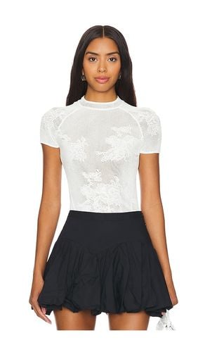 Lace Pointelle Short Sleeve Shirt in White. - size L (also in S, XS) - fleur du mal - Modalova