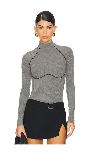 Rib Bodysuit With Lace Trim in Grey. - size L (also in M, S, XS) - fleur du mal - Modalova