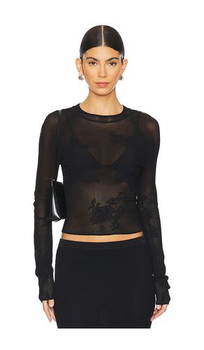 Lace pointelle long sleeve top en color talla L en - Black. Talla L (también en M) - fleur du mal - Modalova