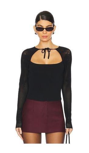 Top de punto pointelle con escote y encaje en color talla L en - Black. Talla L (también en M, S, XS) - fleur du mal - Modalova