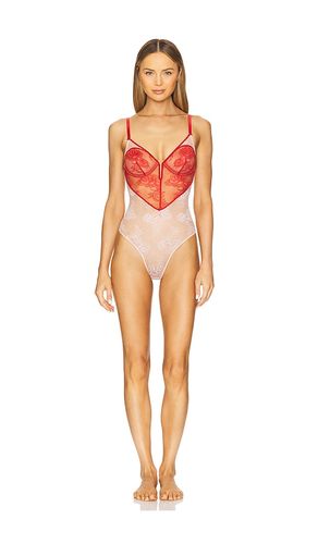 Bouquet Lace Heart Bodysuit in Red. - size L (also in S, XS) - fleur du mal - Modalova