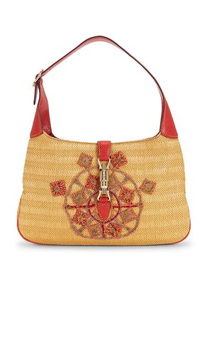 Gucci Embroidered Raffia Jackie Hobo Bag in Tan - FWRD Renew - Modalova