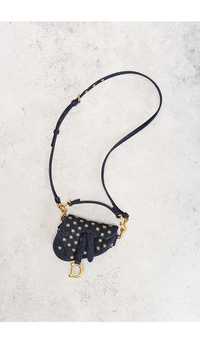 Dior Denim Embroidered Micro Saddle Bag in - FWRD Renew - Modalova