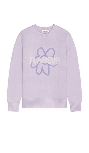 Flower Doodle Jacquard Sweater in Lavender. - size L (also in M, S, XL/1X) - FLANEUR - Modalova