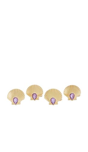 Juego de servilleta y anillo de playa con forma de concha shell beach napkin & ring set en color morado talla all - Frasier Sterling - Modalova