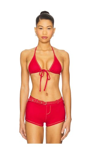 Paradise Denim Bikini Top in Red. - size L (also in M, XS) - Frankies Bikinis - Modalova