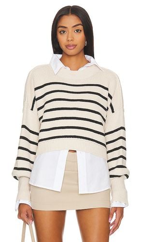 Stripe Easy Street Crop Sweater in Cream. - size L (also in M, S, XL, XS) - Free People - Modalova