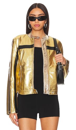 X REVOLVE x We The Free FAST LANE METALLIC Faux Leather Jacket in Gold Combo in Metallic Gold. - size L (also in S, XS) - Free People - Modalova