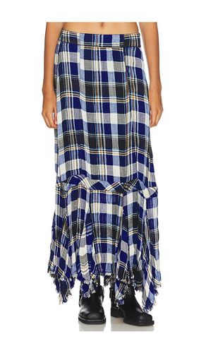 Bordeaux Plaid Maxi Skirt in Navy. - size L (also in M, S, XS) - Free People - Modalova