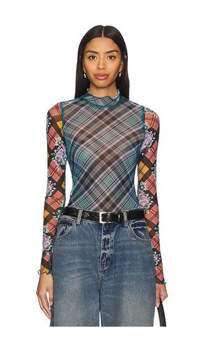 X REVOLVE Chloe Printed Mesh Top in Blue. - size L (also in M, S, XS) - Free People - Modalova