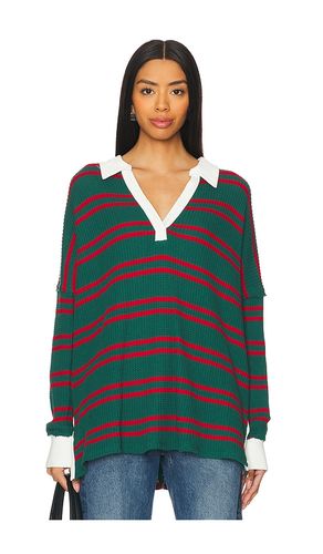 X We The Free Striped Travis Polo Tee in Dark Green. - size L (also in M, S) - Free People - Modalova